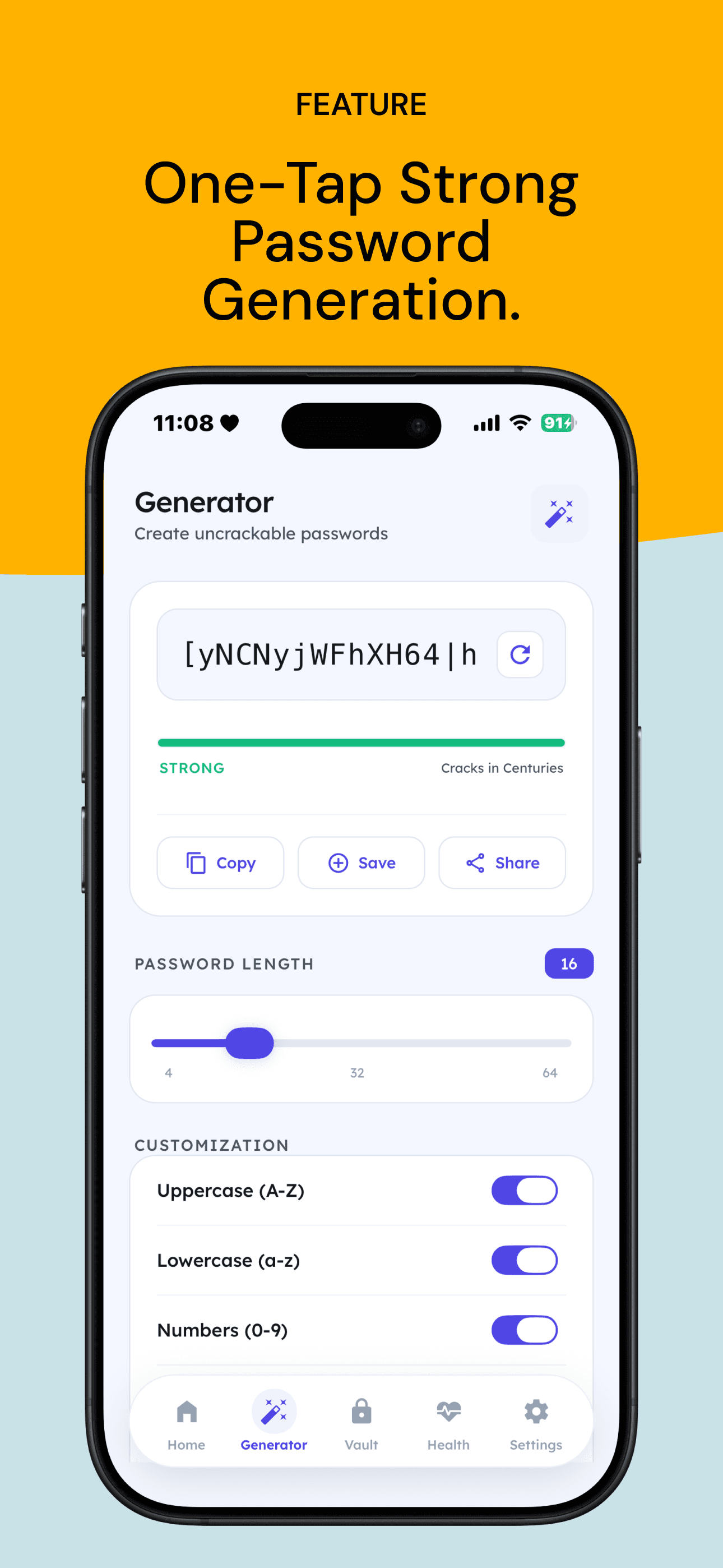 ZorbiLock App interface showing secure digital vault