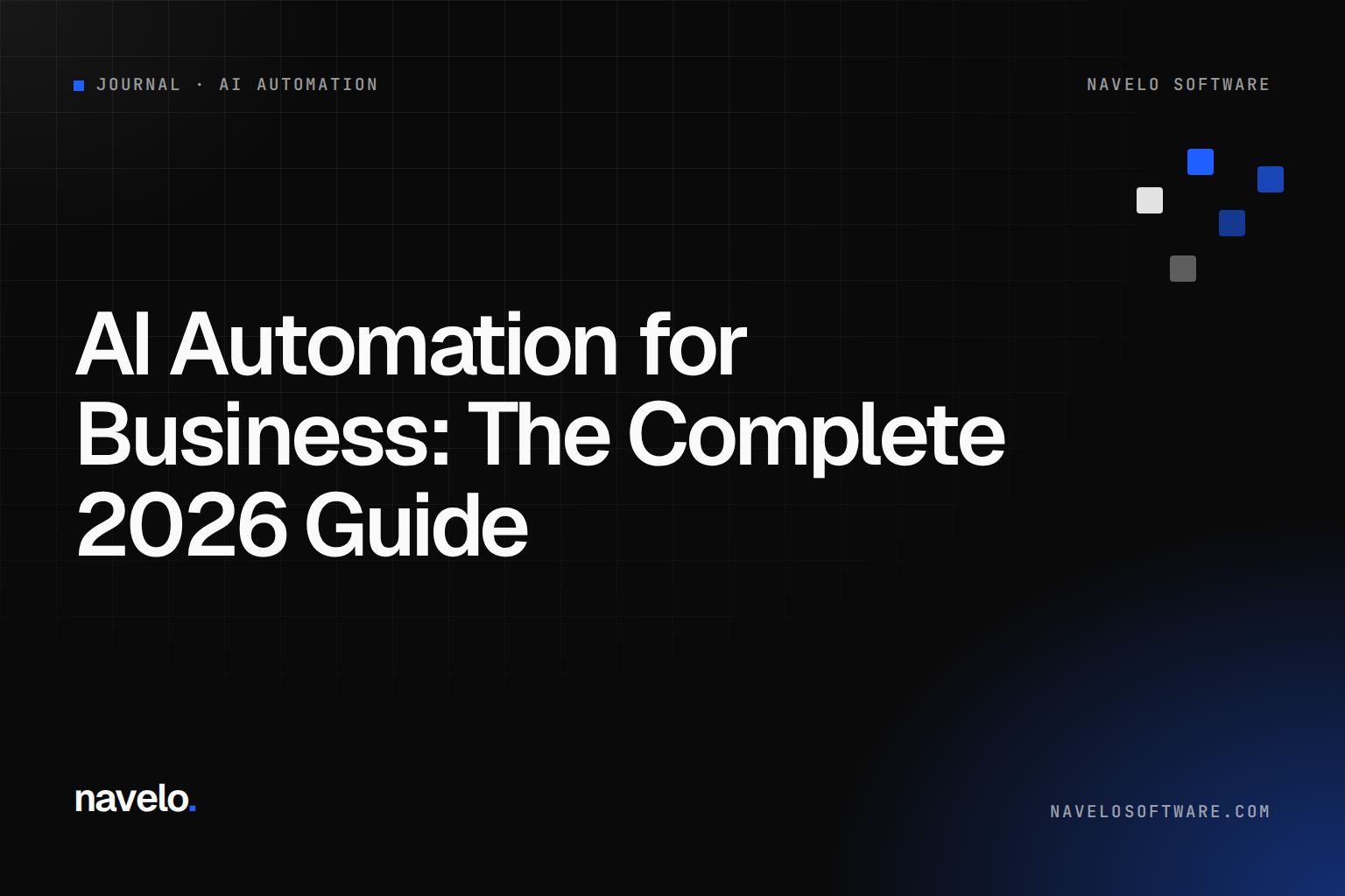 Navelo Software Journal cover reading 'AI Automation for Business: The Complete 2026 Guide'