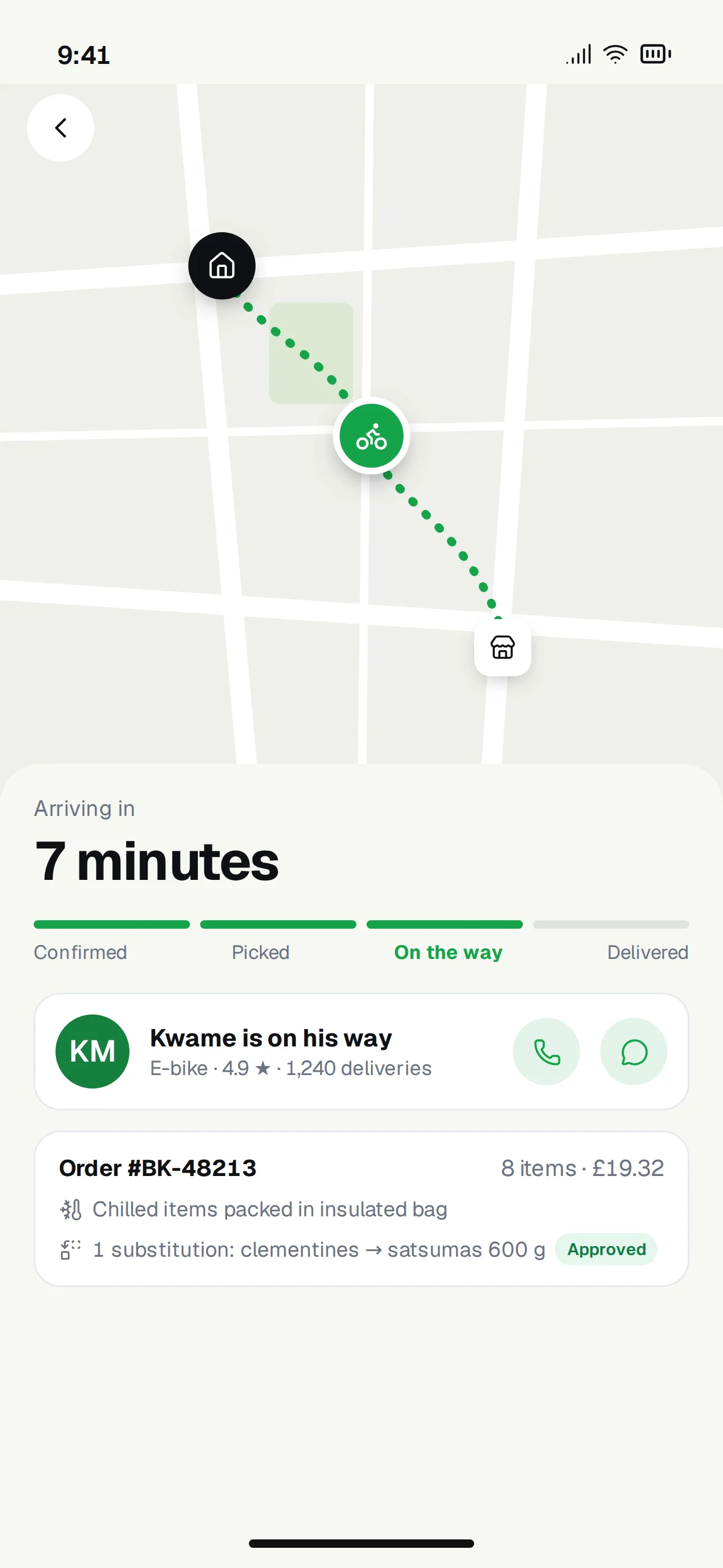 Basketly mobile app screenshot: Live Order Tracking