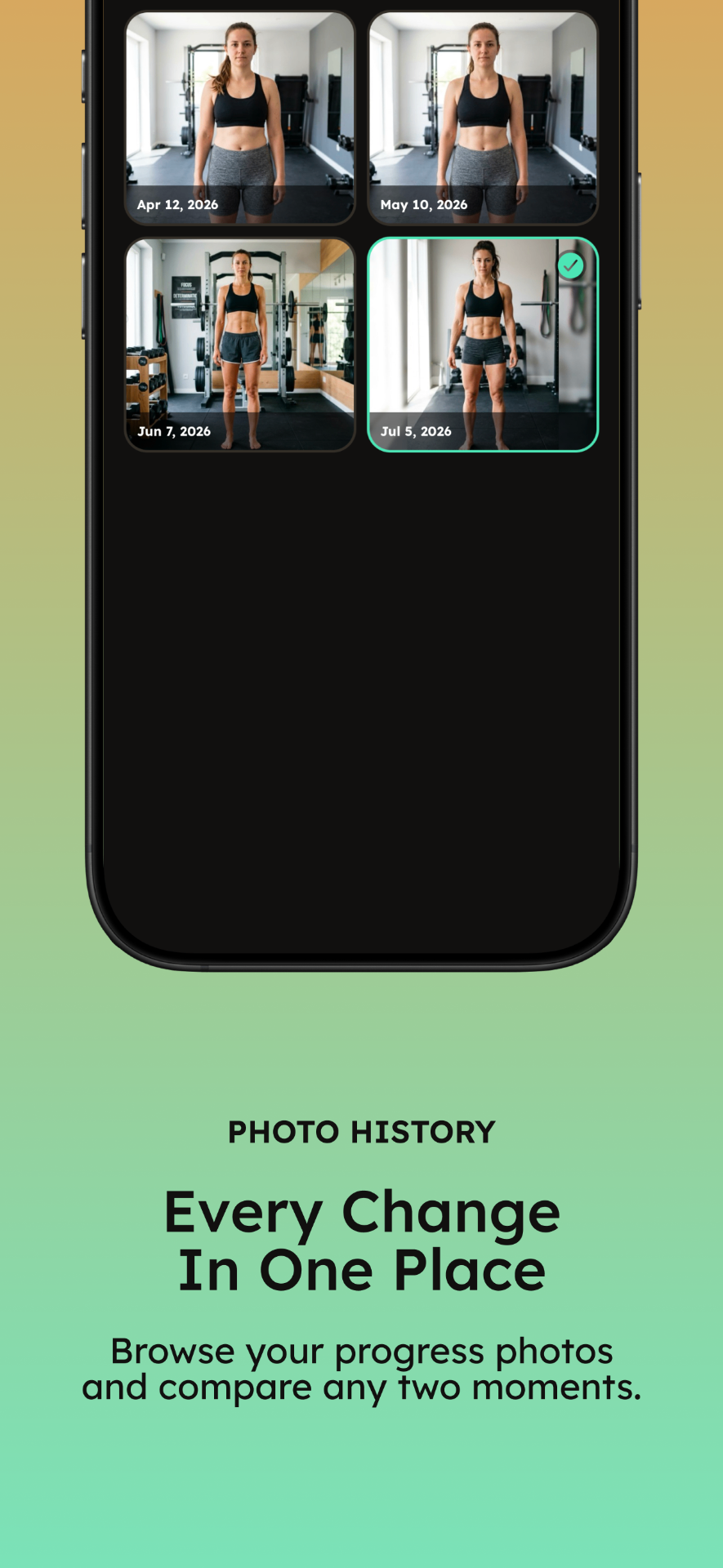 BodyLog app screenshot 6 — Track every inch of your progress.