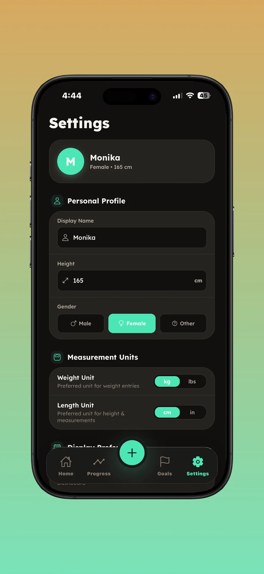BodyLog mobile app screenshot: screen 8