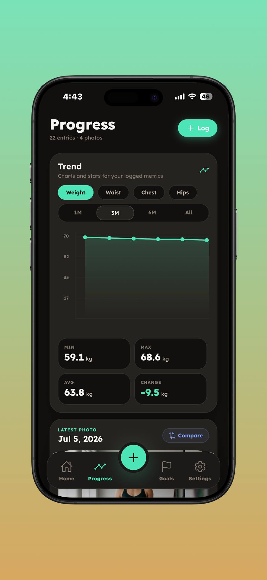 BodyLog app screenshot 9 — Track every inch of your progress.