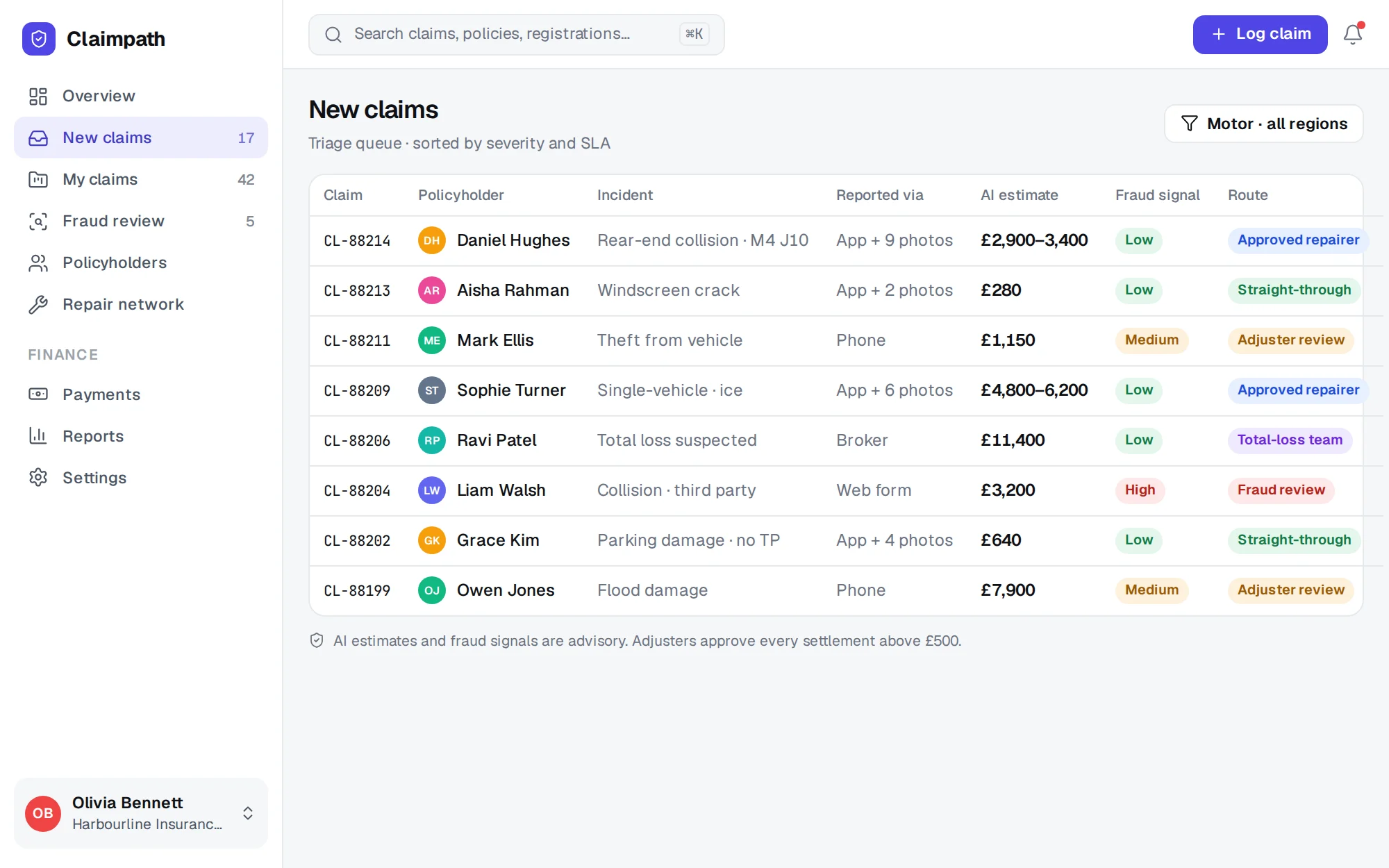 Claimpath web app screen 2