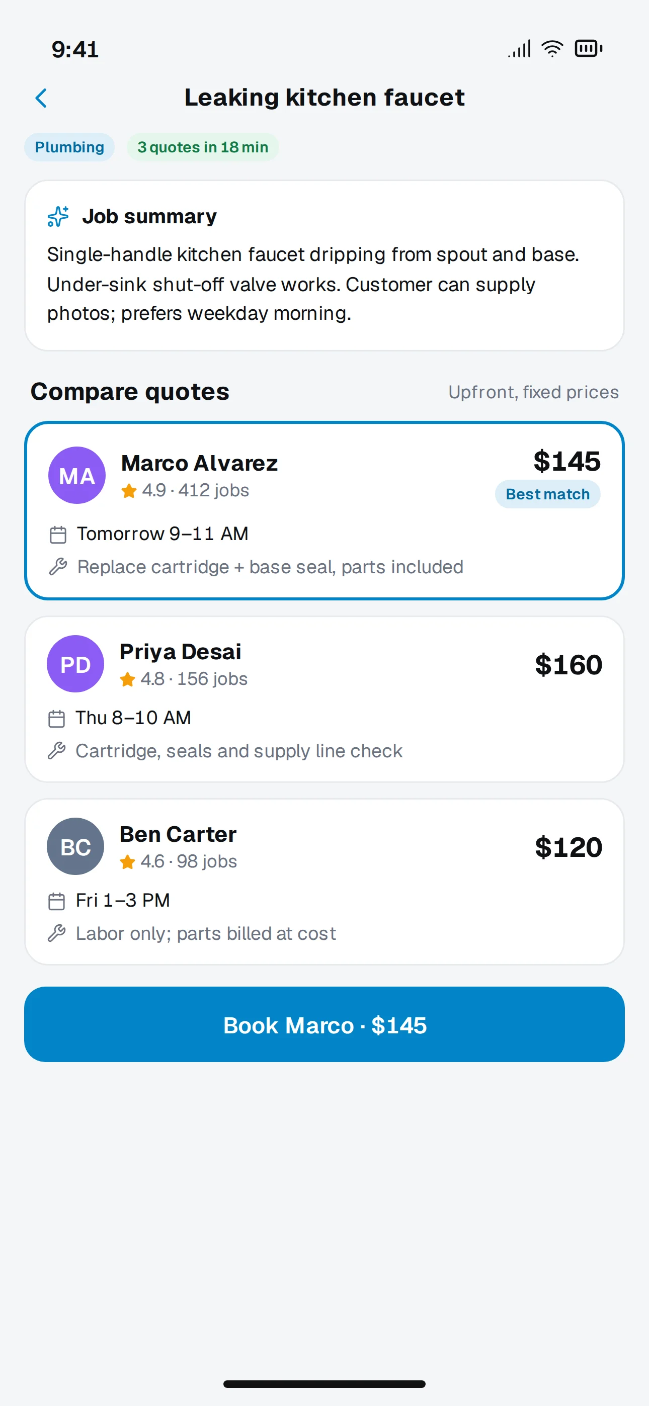 Fixwell app screen 2