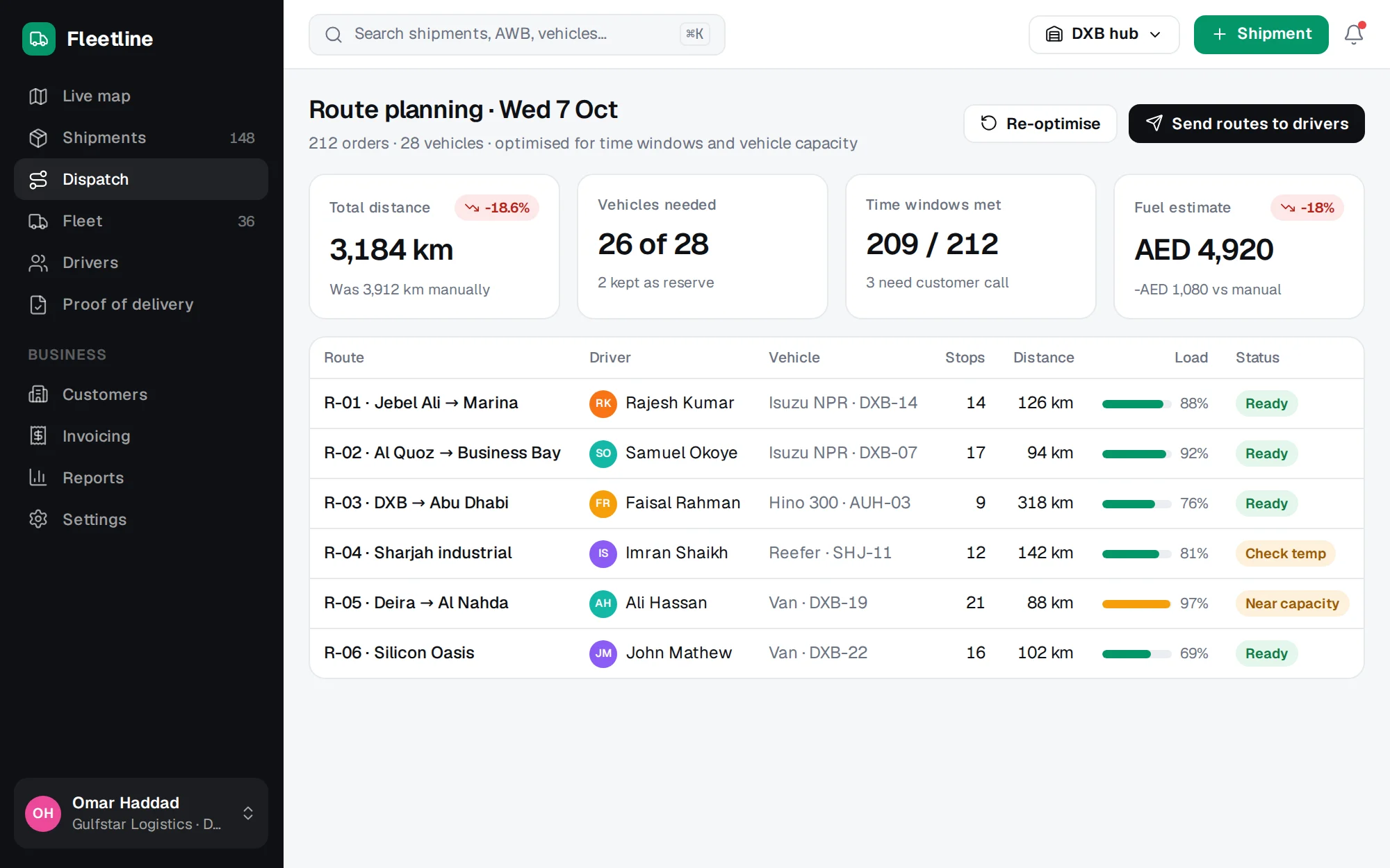 Fleetline web app screen 2