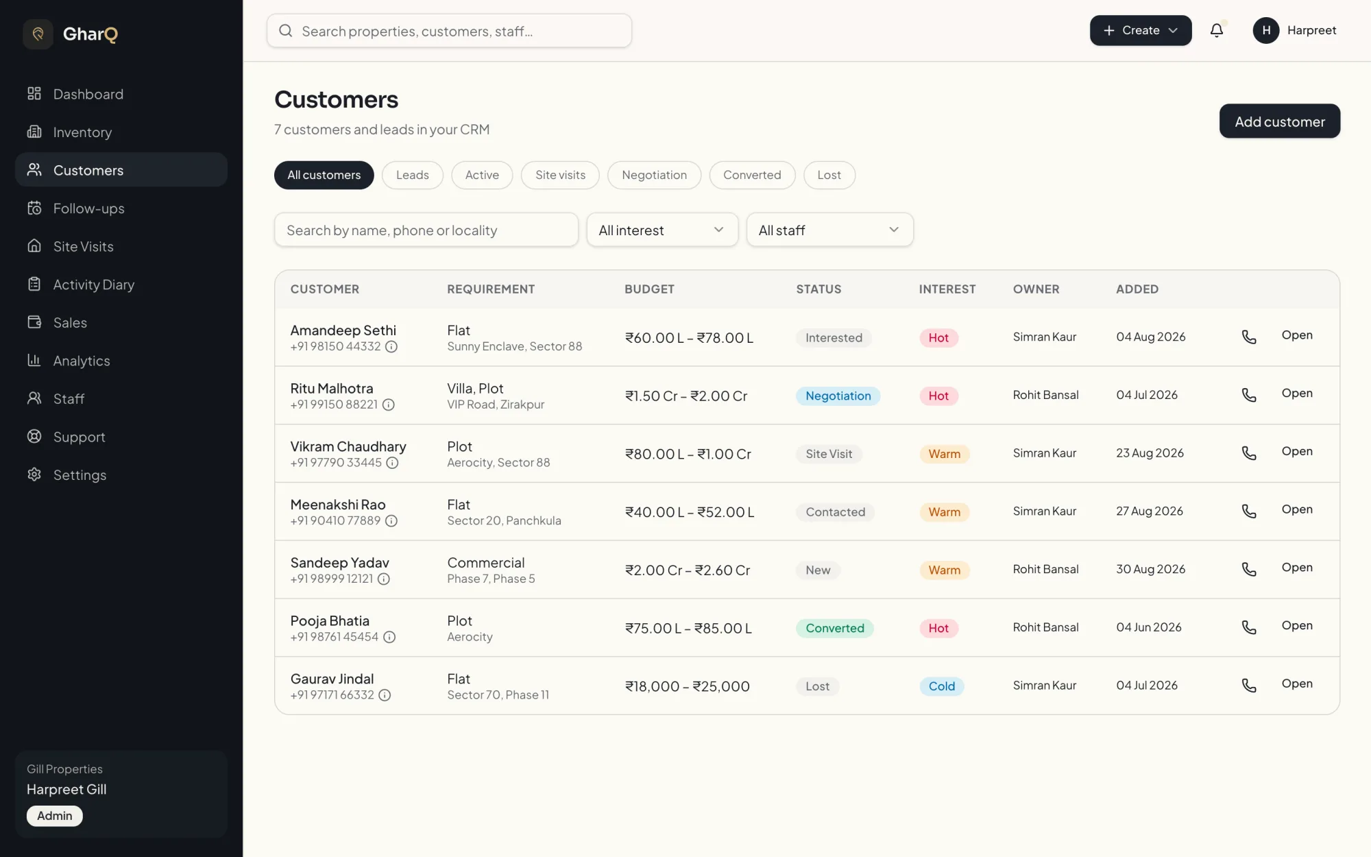 GharQ interface screen 5
