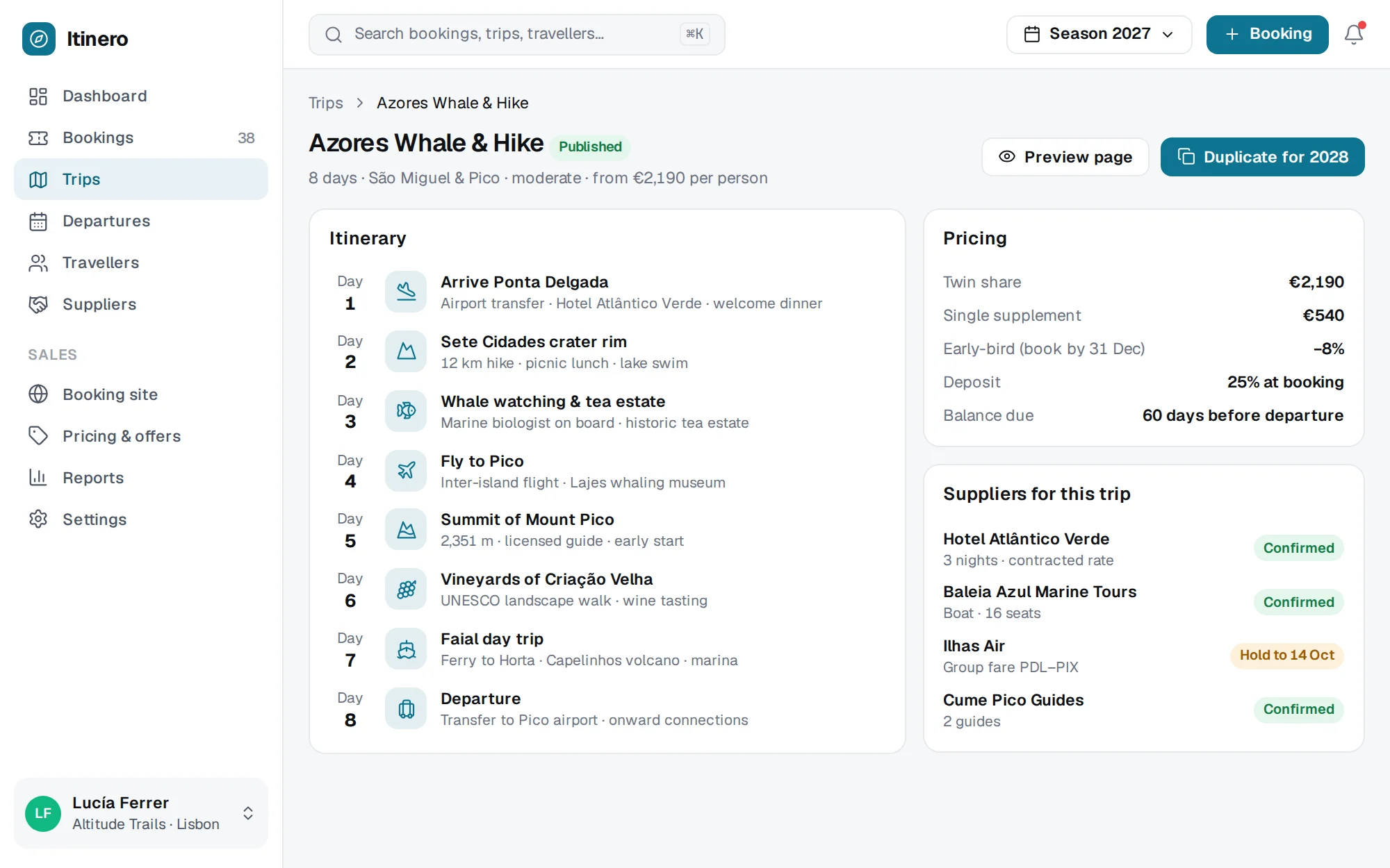 Itinero web app screen 2