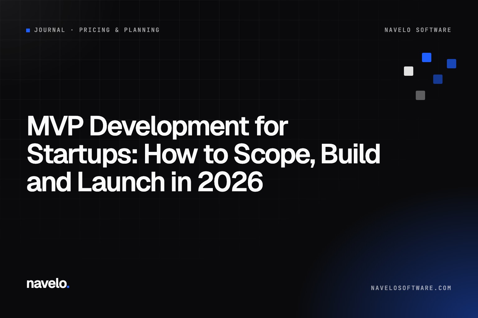 Navelo Software Journal cover reading 'MVP Development for Startups'