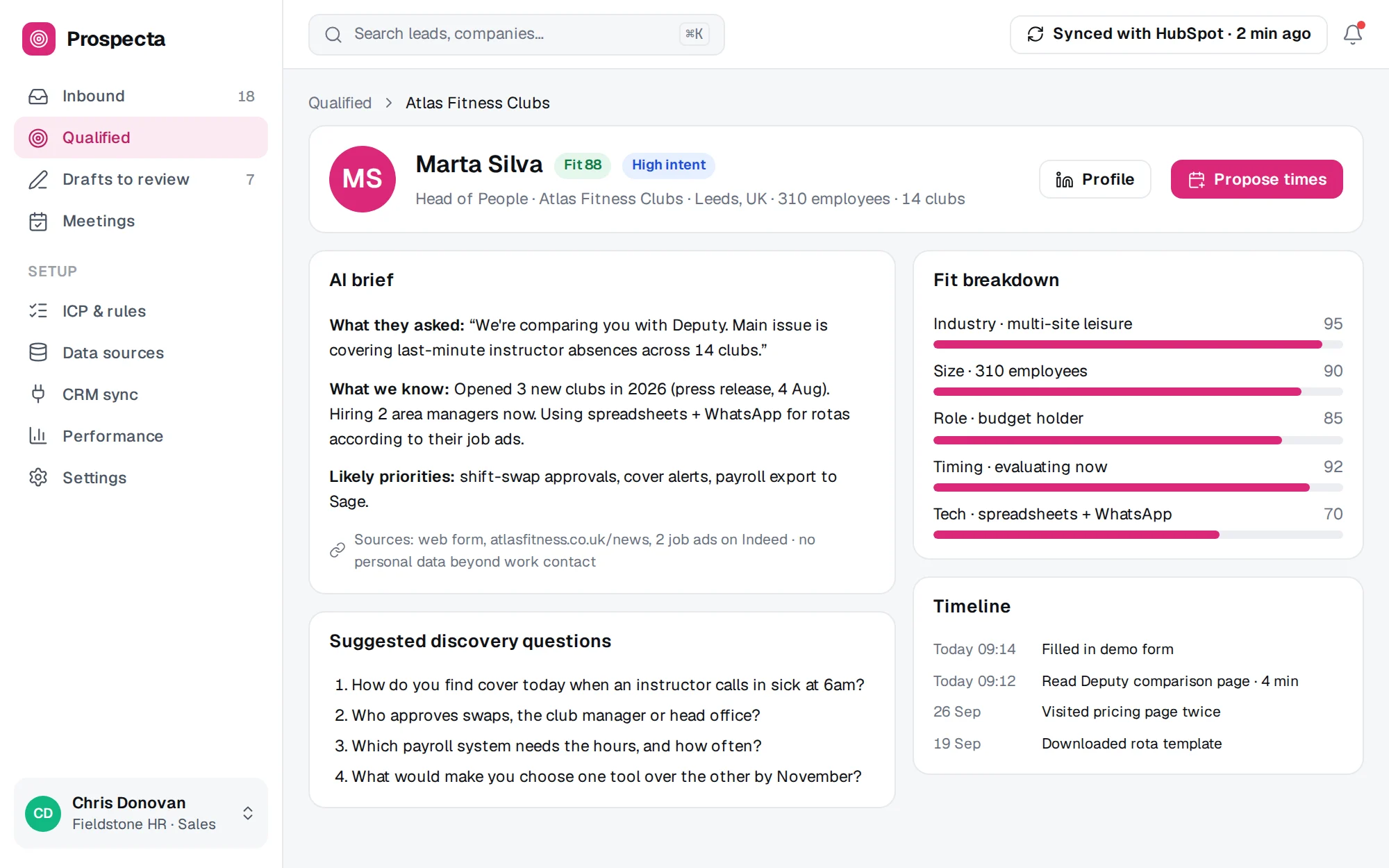 Prospecta web app screen 2