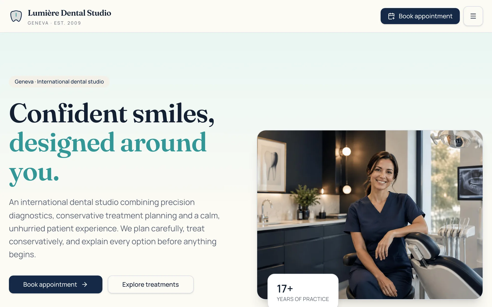 SmileDesk web app screenshot: Patient-Facing Website