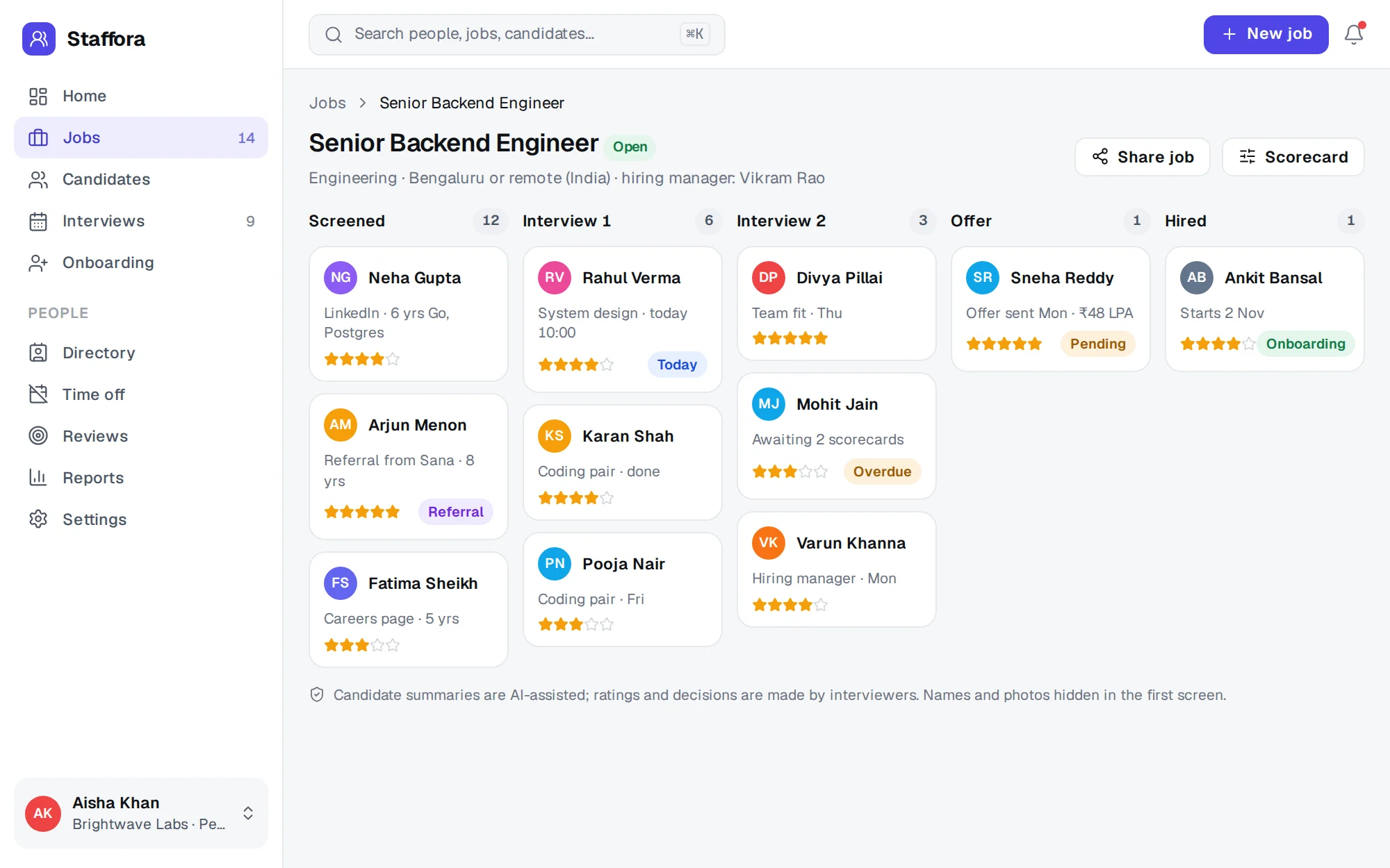 Staffora web app screen 2