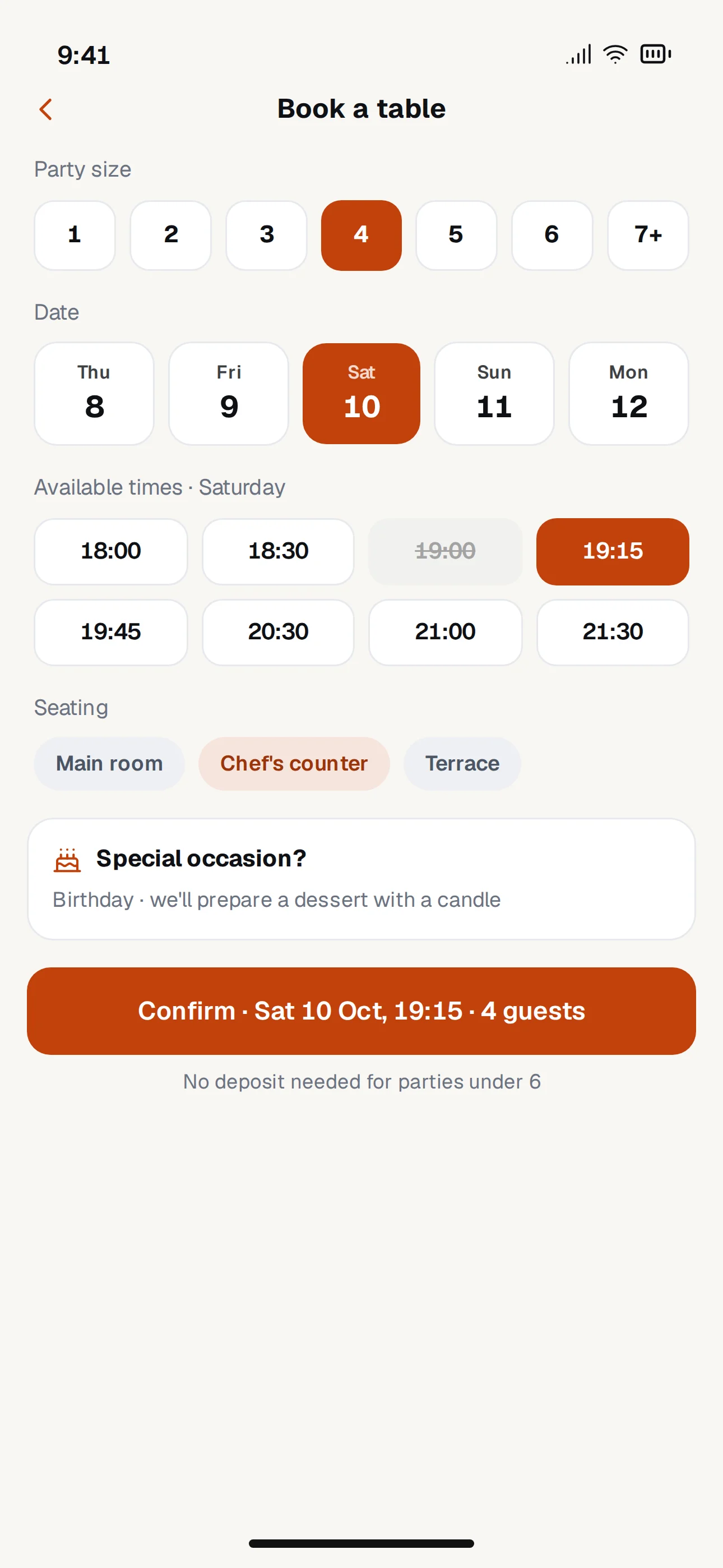 Tablefolk app screen 2